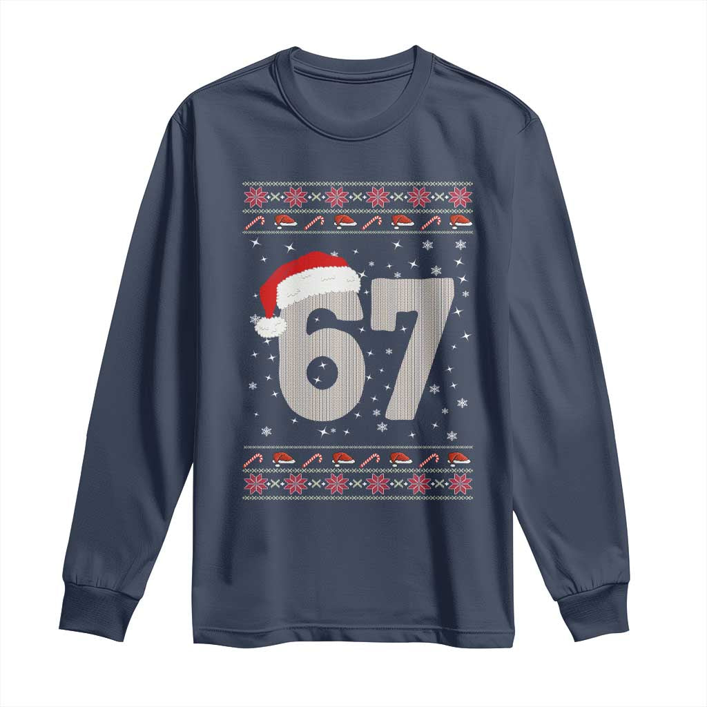 Funny Six Seven 6 7 Meme Ugly Christmas Long Sleeve Shirt Gen Alpha Slang - Wonder Print Shop