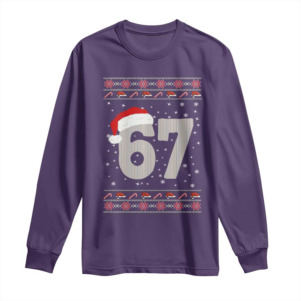 Funny Six Seven 6 7 Meme Ugly Christmas Long Sleeve Shirt Gen Alpha Slang - Wonder Print Shop