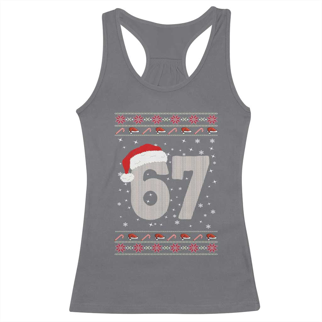 Funny Six Seven 6 7 Meme Ugly Christmas Racerback Tank Top Gen Alpha Slang - Wonder Print Shop
