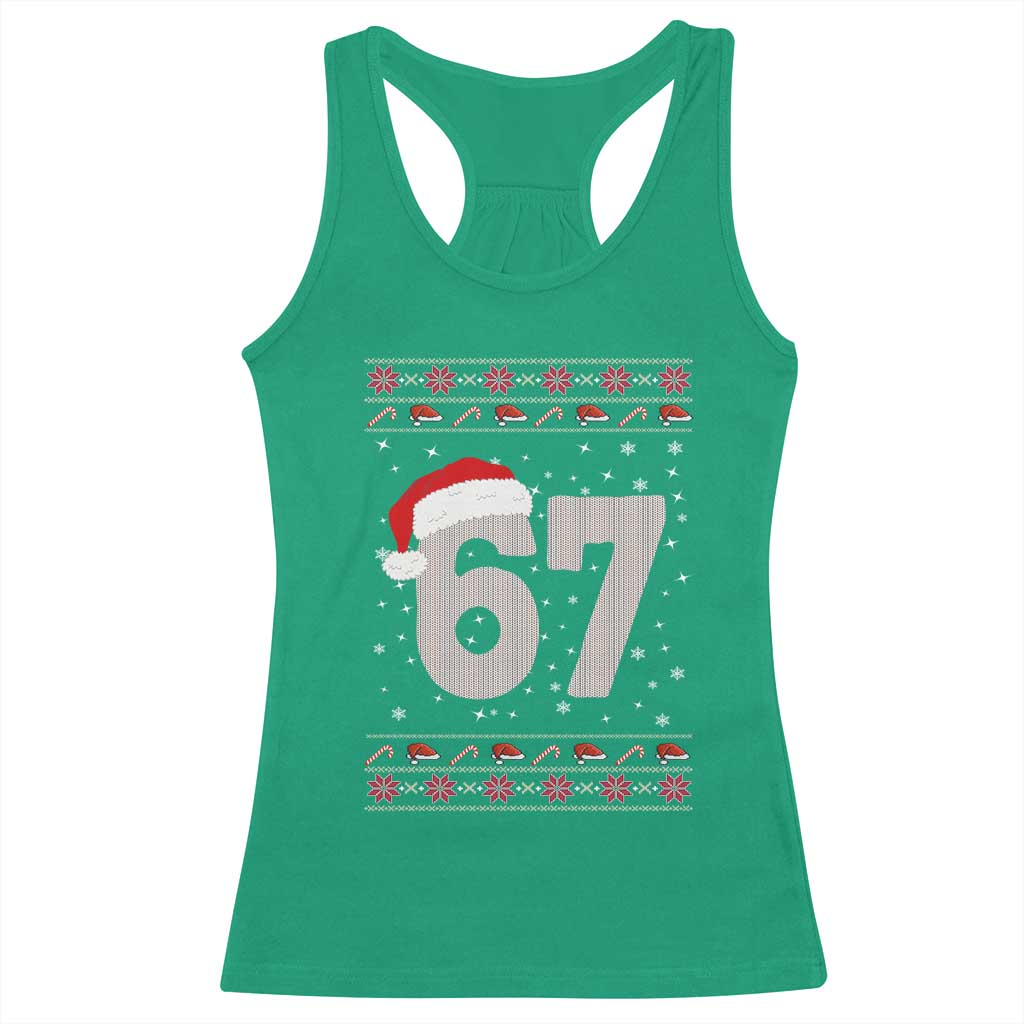Funny Six Seven 6 7 Meme Ugly Christmas Racerback Tank Top Gen Alpha Slang - Wonder Print Shop