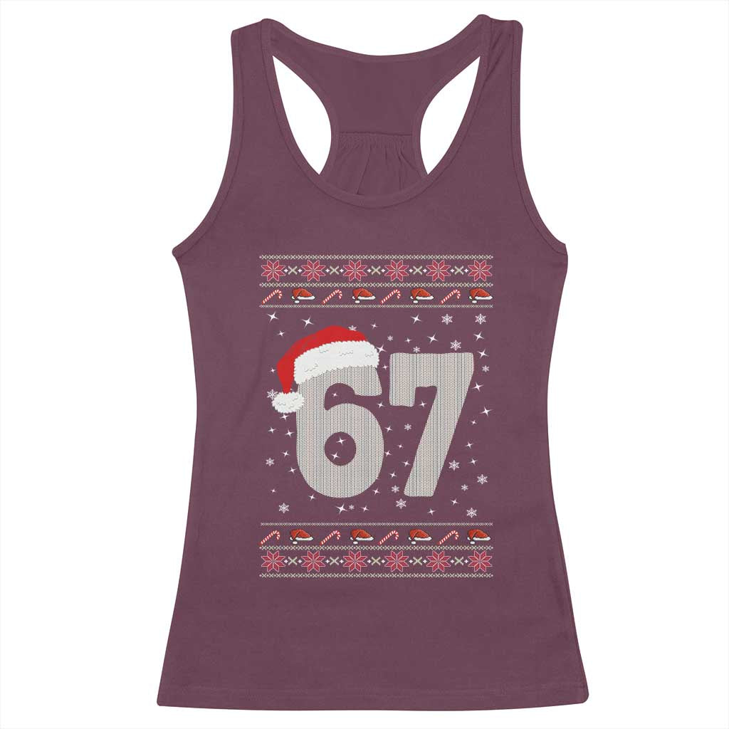 Funny Six Seven 6 7 Meme Ugly Christmas Racerback Tank Top Gen Alpha Slang - Wonder Print Shop