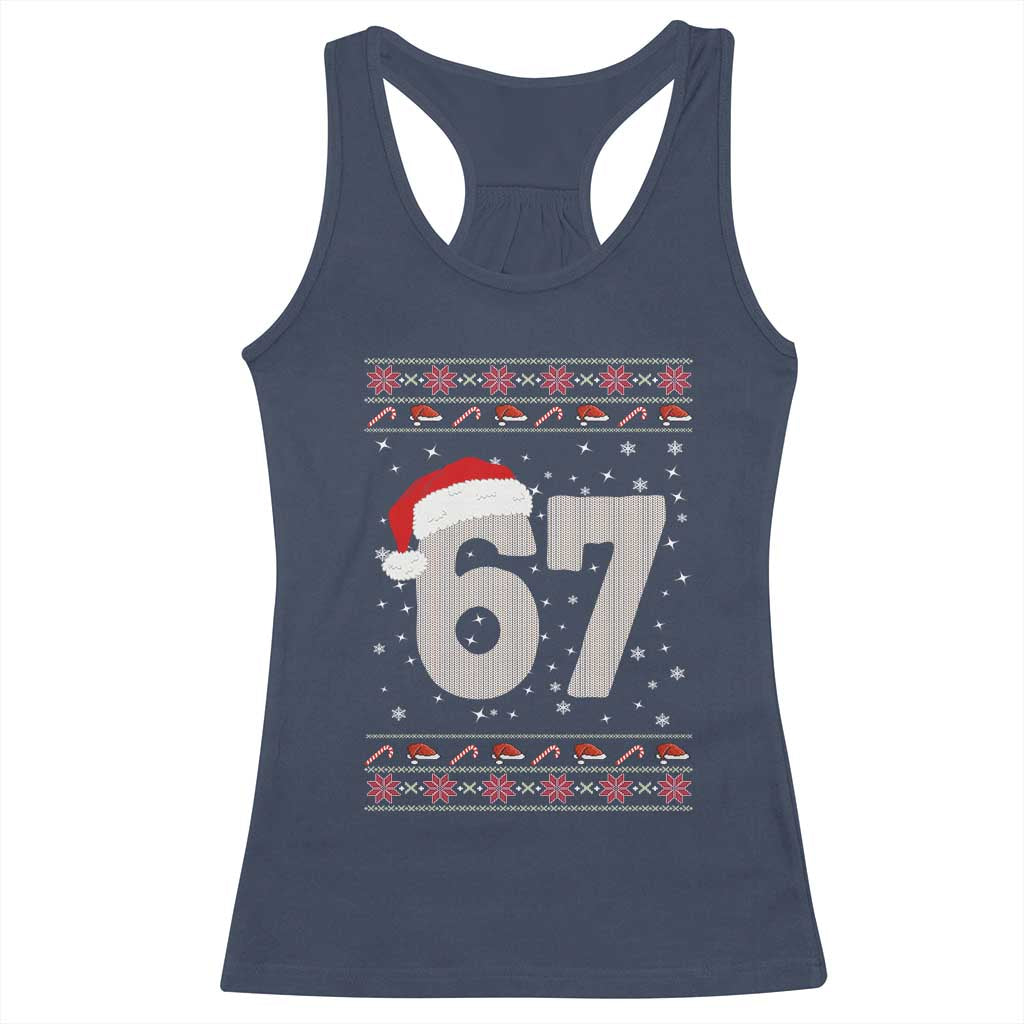 Funny Six Seven 6 7 Meme Ugly Christmas Racerback Tank Top Gen Alpha Slang - Wonder Print Shop