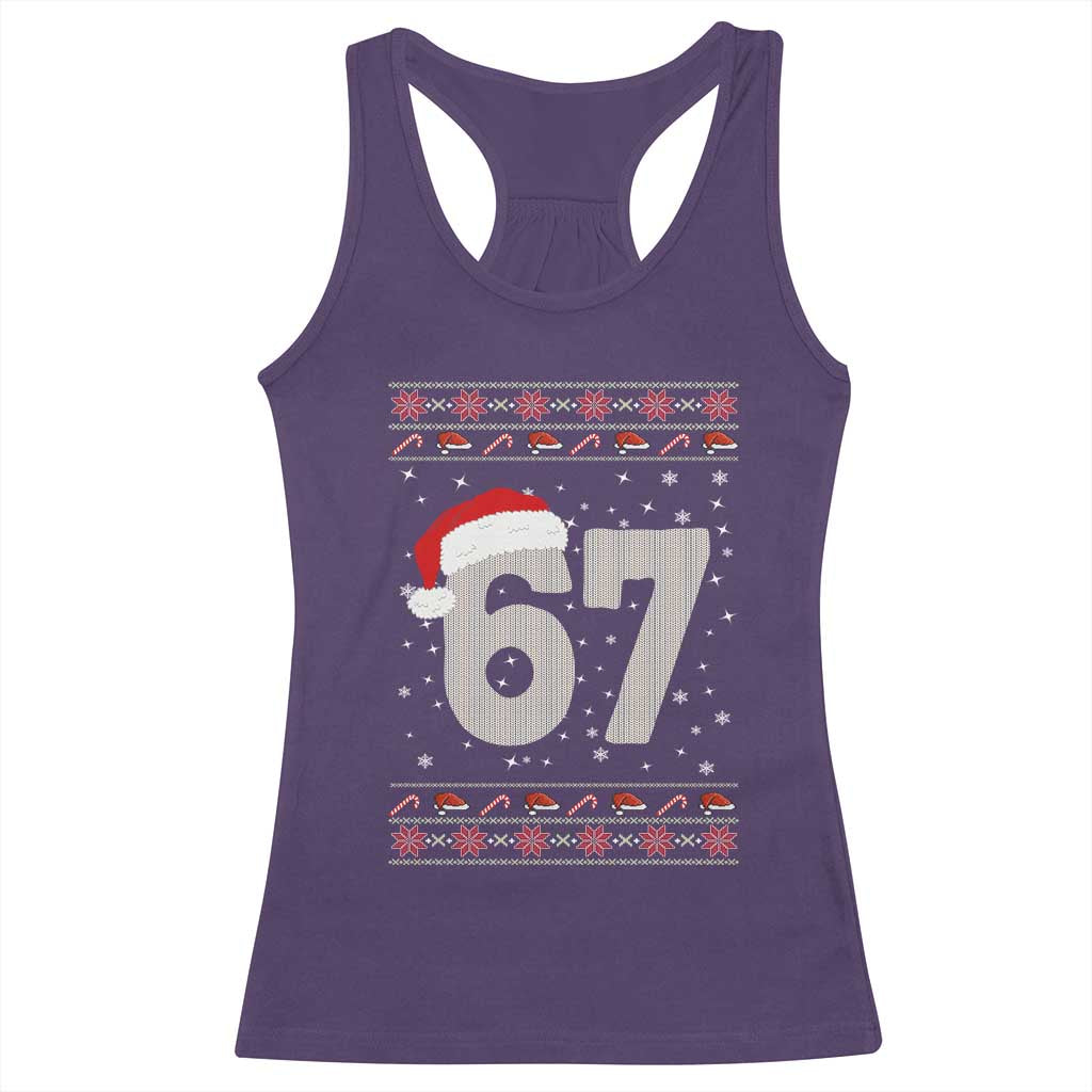 Funny Six Seven 6 7 Meme Ugly Christmas Racerback Tank Top Gen Alpha Slang - Wonder Print Shop