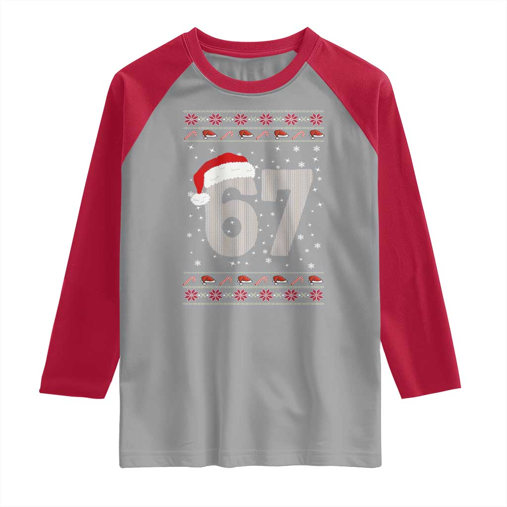 Funny Six Seven 6 7 Meme Ugly Christmas Raglan Shirt Gen Alpha Slang - Wonder Print Shop
