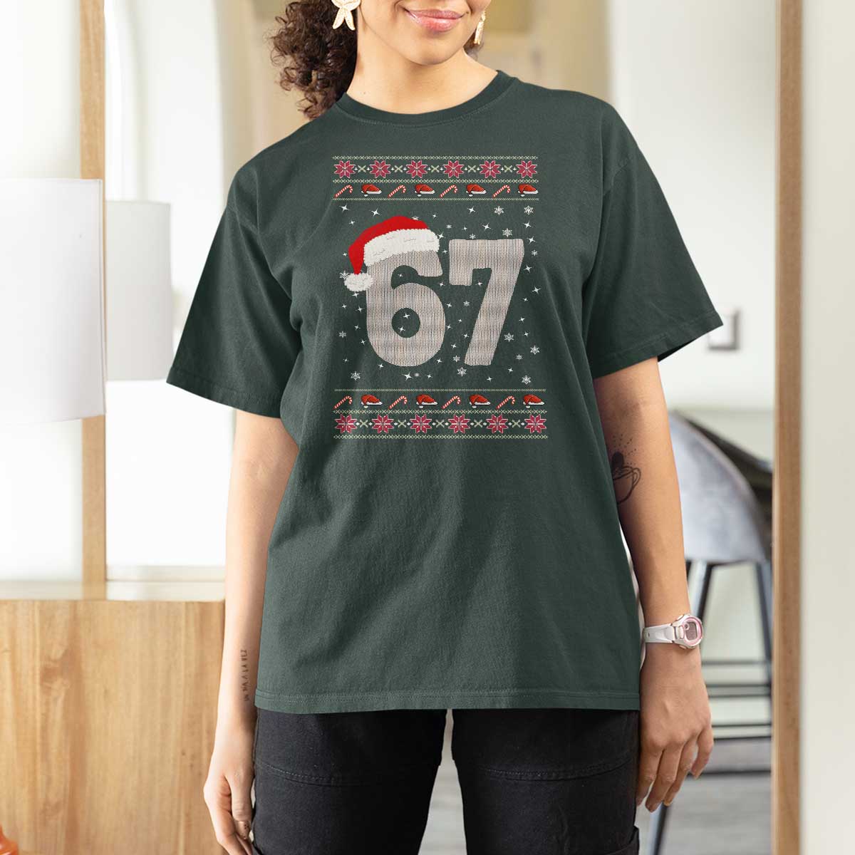 Funny Six Seven 6 7 Meme Ugly Christmas T Shirt For Women Gen Alpha Slang - Wonder Print Shop