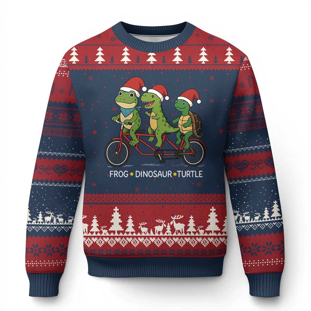 Subtle FDT Xmas Ugly Christmas Sweater Frog Dinosaur Turtle Political Satire - Wonder Print Shop