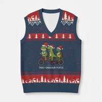 Subtle FDT Xmas V-Neck Knit Sweater Vest Frog Dinosaur Turtle Political Satire - Wonder Print Shop