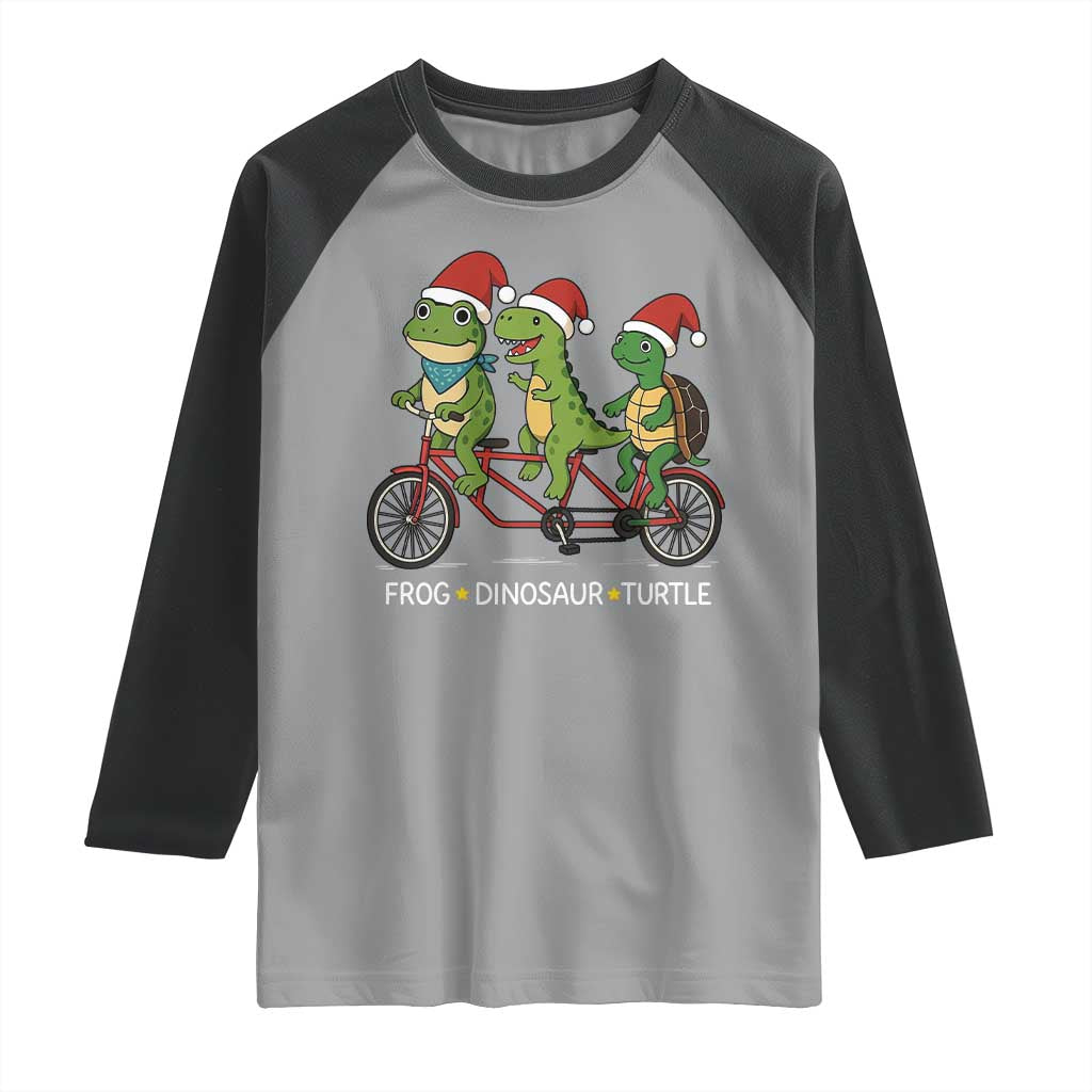 Subtle FDT Christmas Raglan Shirt Frog Dinosaur Turtle Political Satire - Wonder Print Shop