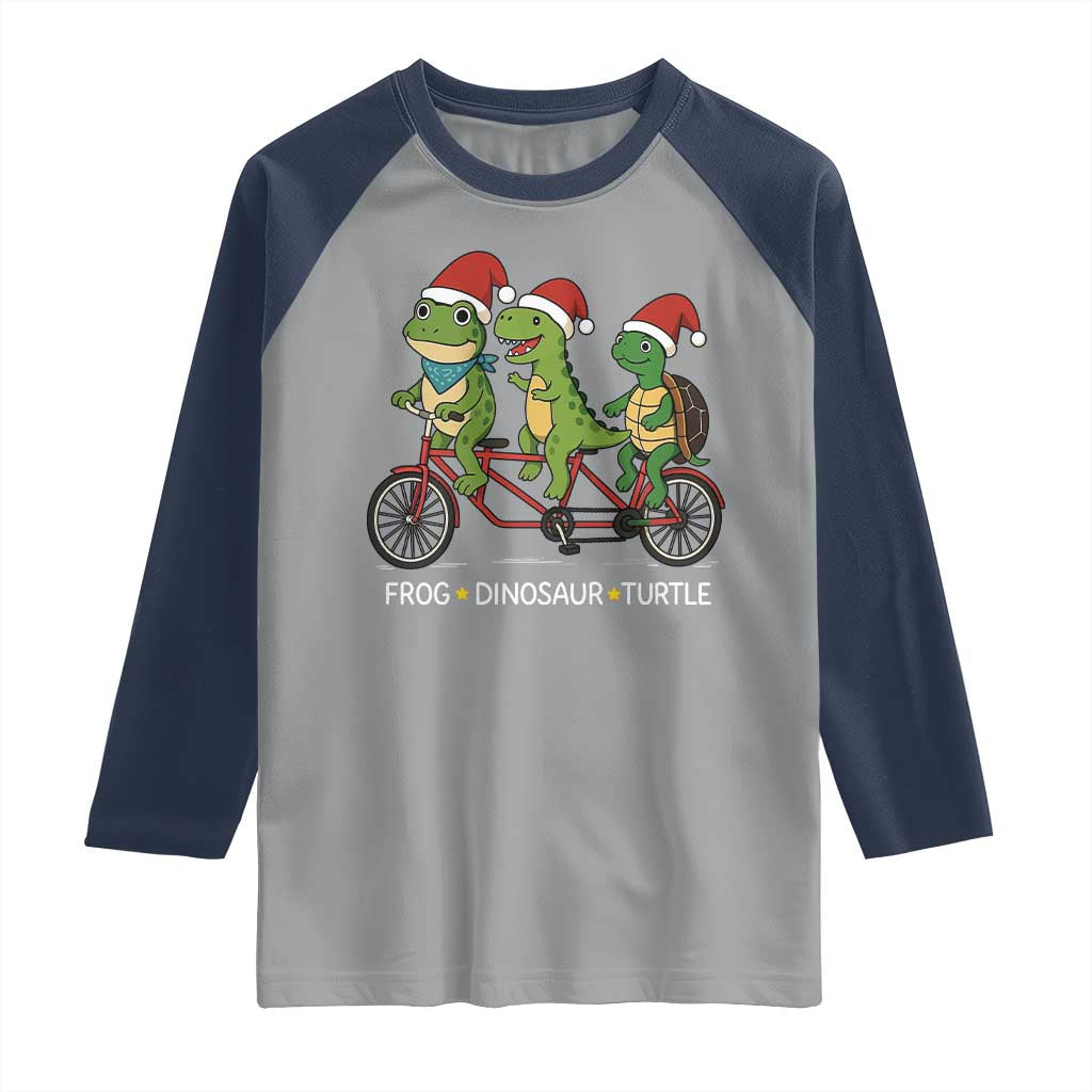 Subtle FDT Christmas Raglan Shirt Frog Dinosaur Turtle Political Satire - Wonder Print Shop