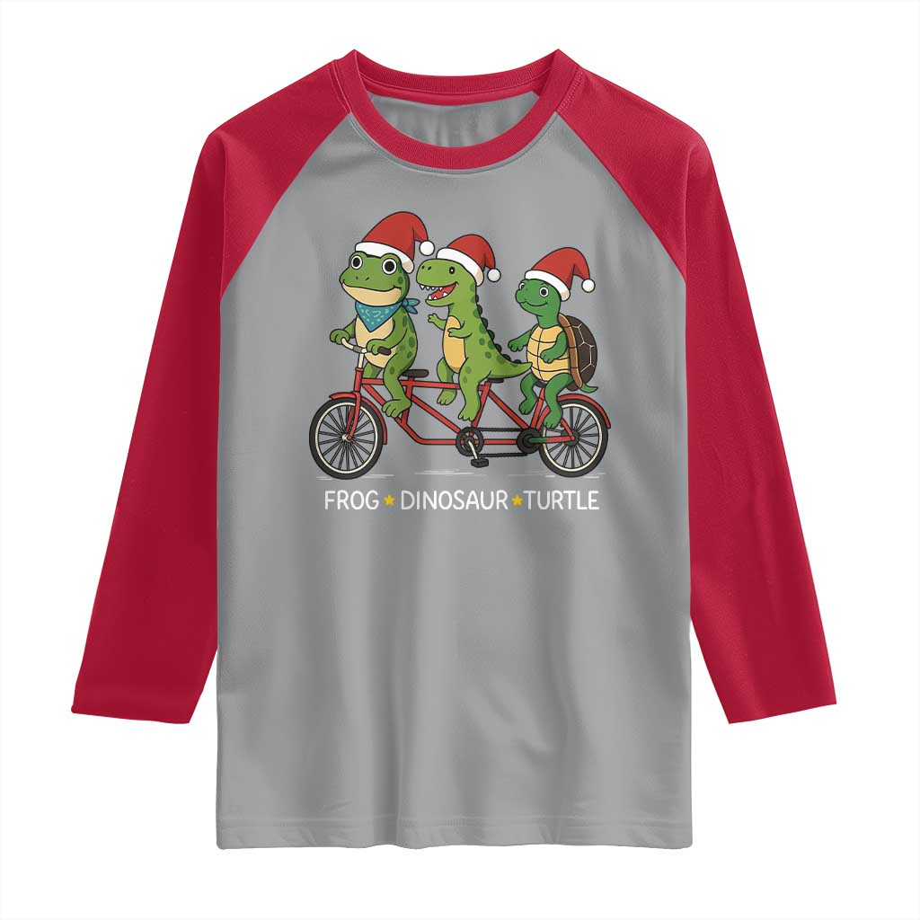 Subtle FDT Christmas Raglan Shirt Frog Dinosaur Turtle Political Satire - Wonder Print Shop