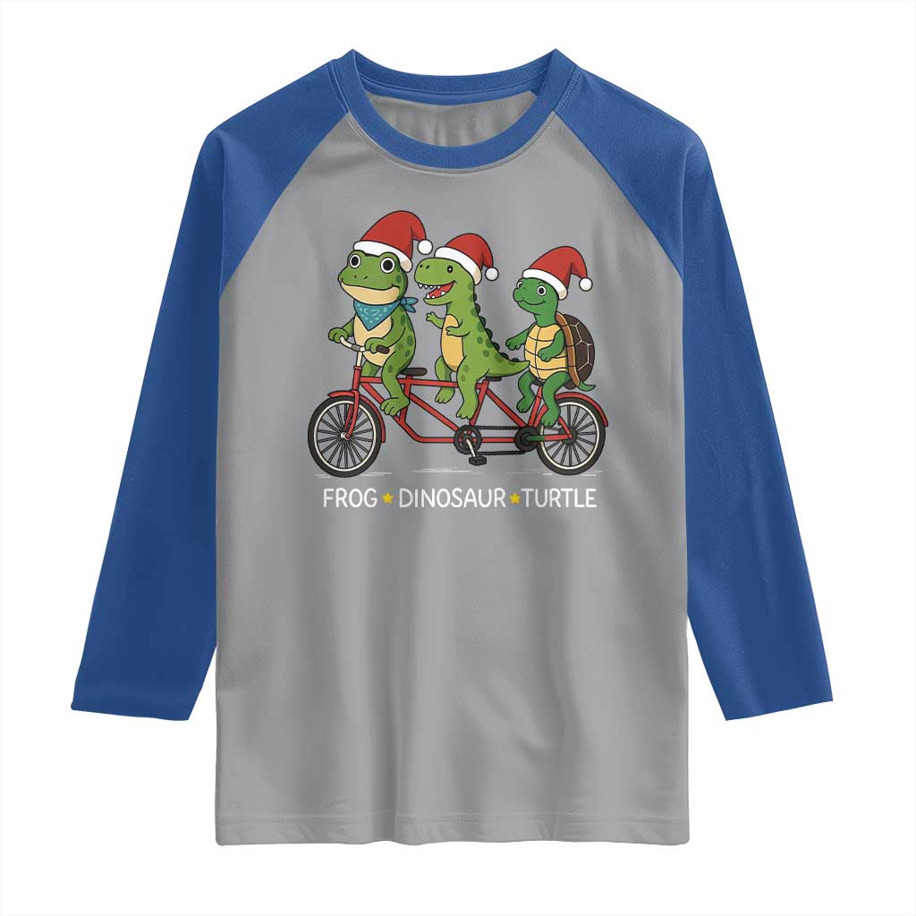 Subtle FDT Christmas Raglan Shirt Frog Dinosaur Turtle Political Satire - Wonder Print Shop