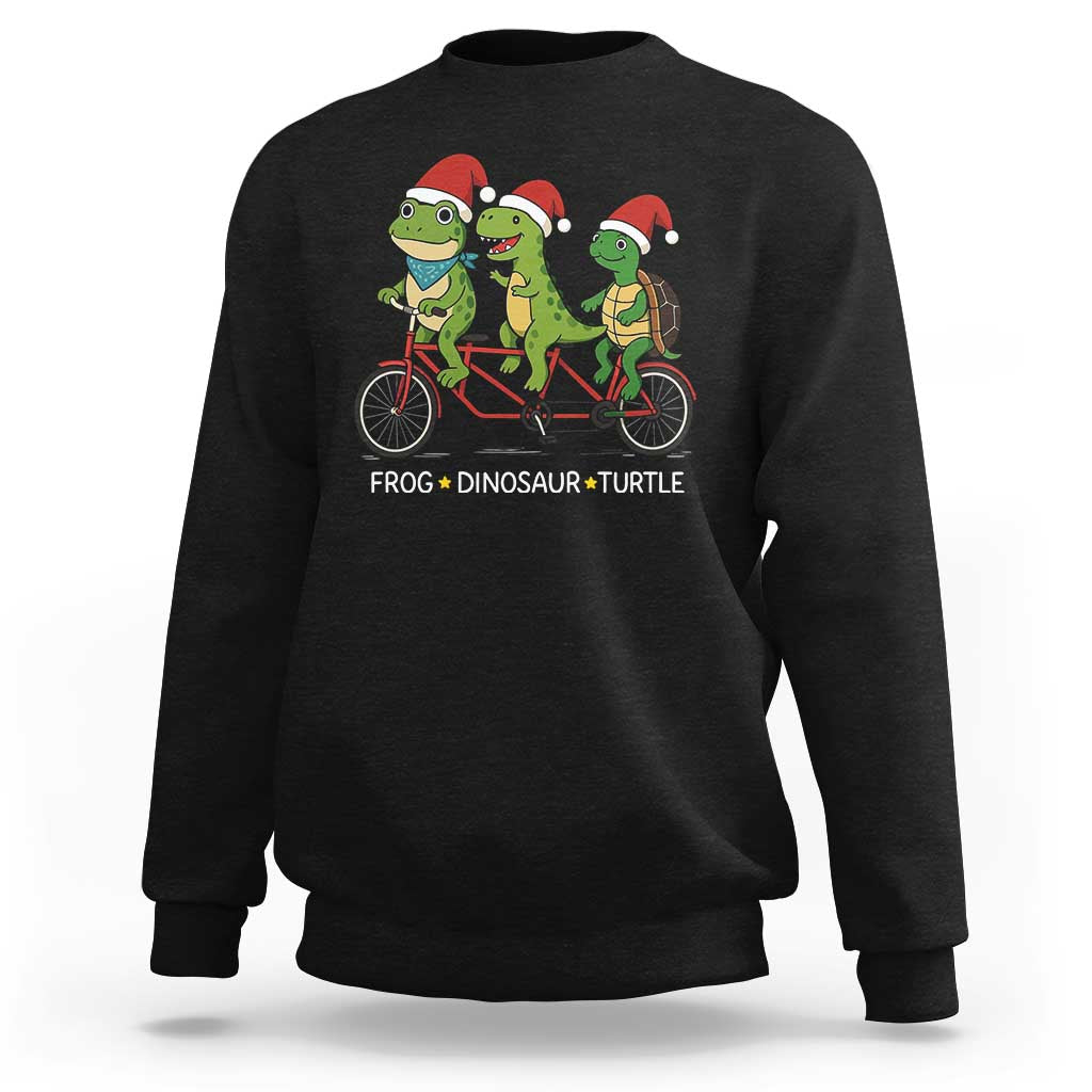 Subtle FDT Christmas Sweatshirt Frog Dinosaur Turtle Political Satire - Wonder Print Shop