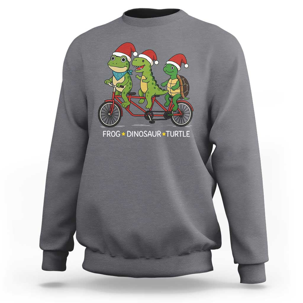 Subtle FDT Christmas Sweatshirt Frog Dinosaur Turtle Political Satire - Wonder Print Shop