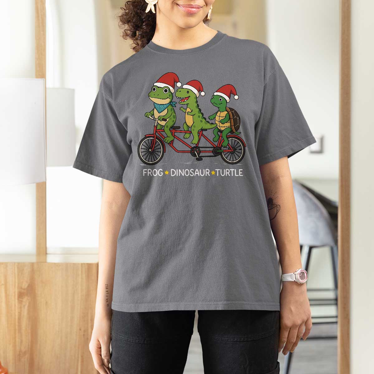 Subtle FDT Christmas T Shirt For Women Frog Dinosaur Turtle Political Satire - Wonder Print Shop