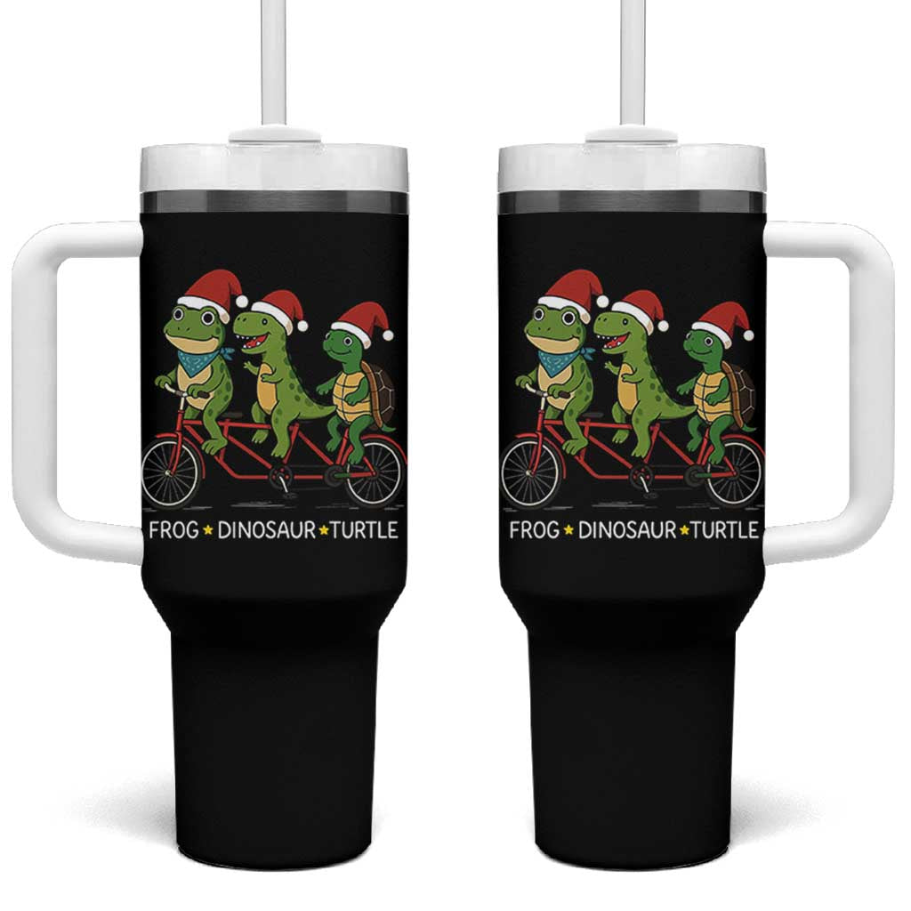 Subtle FDT Christmas Tumbler With Handle Frog Dinosaur Turtle Political Satire - Wonder Print Shop