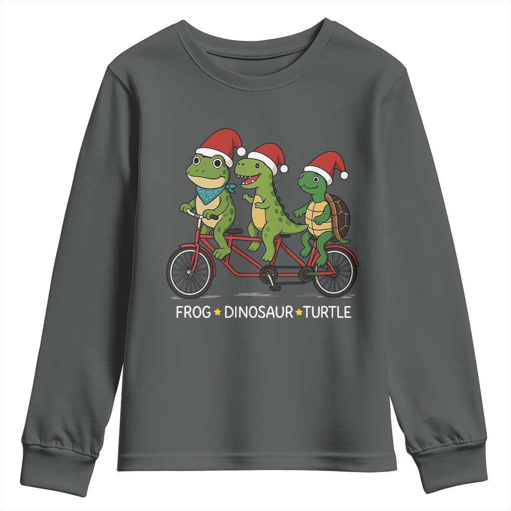 Subtle FDT Christmas Youth Sweatshirt Frog Dinosaur Turtle Political Satire - Wonder Print Shop