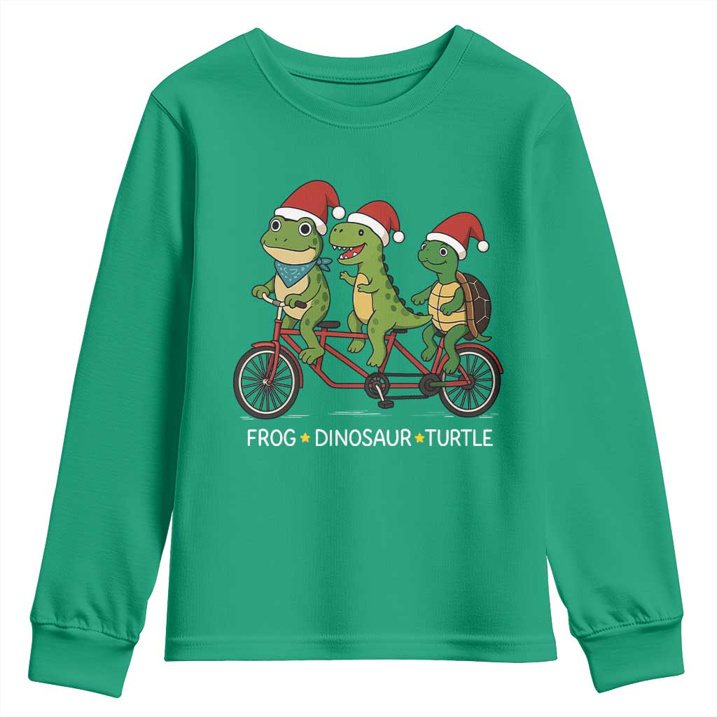 Subtle FDT Christmas Youth Sweatshirt Frog Dinosaur Turtle Political Satire - Wonder Print Shop