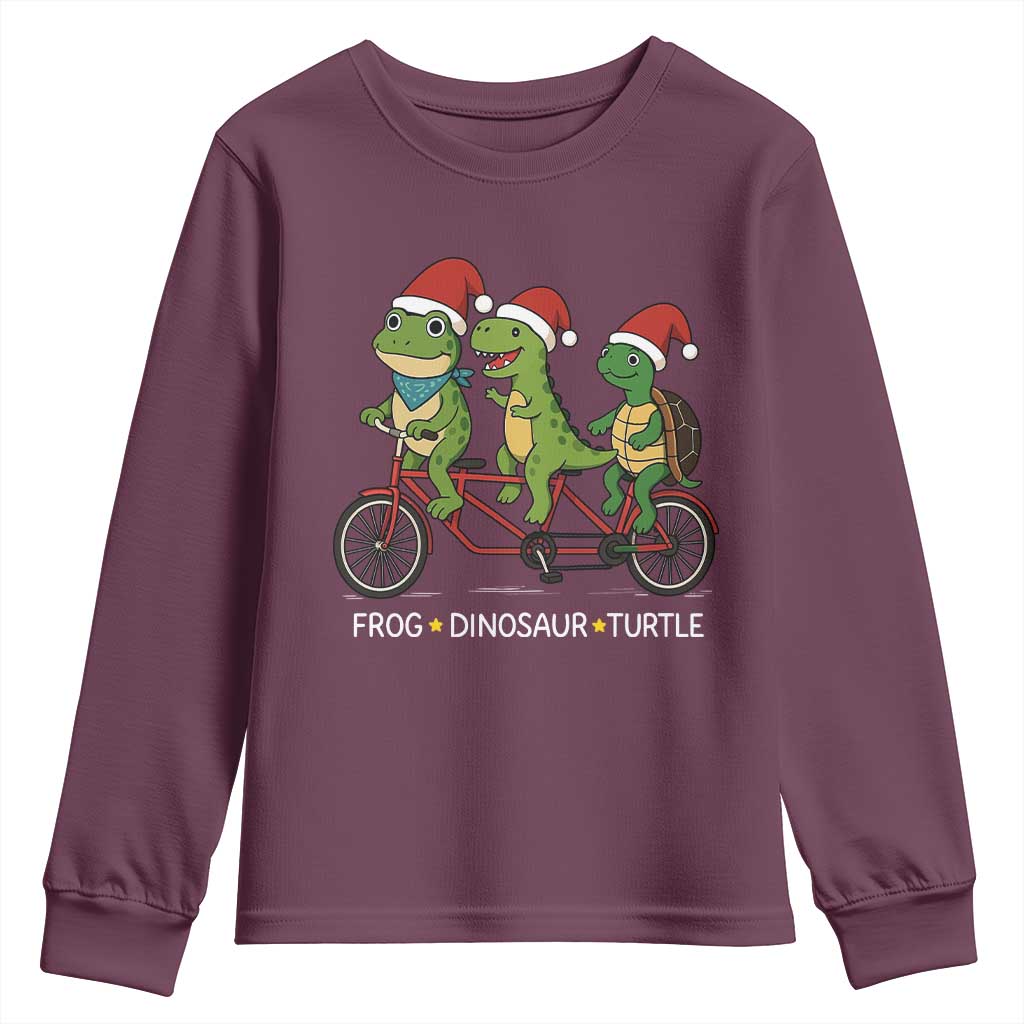 Subtle FDT Christmas Youth Sweatshirt Frog Dinosaur Turtle Political Satire - Wonder Print Shop