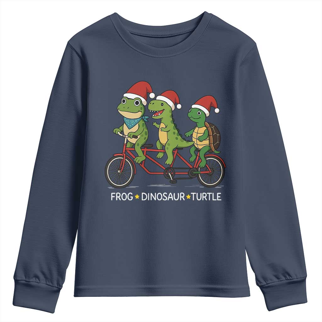 Subtle FDT Christmas Youth Sweatshirt Frog Dinosaur Turtle Political Satire - Wonder Print Shop
