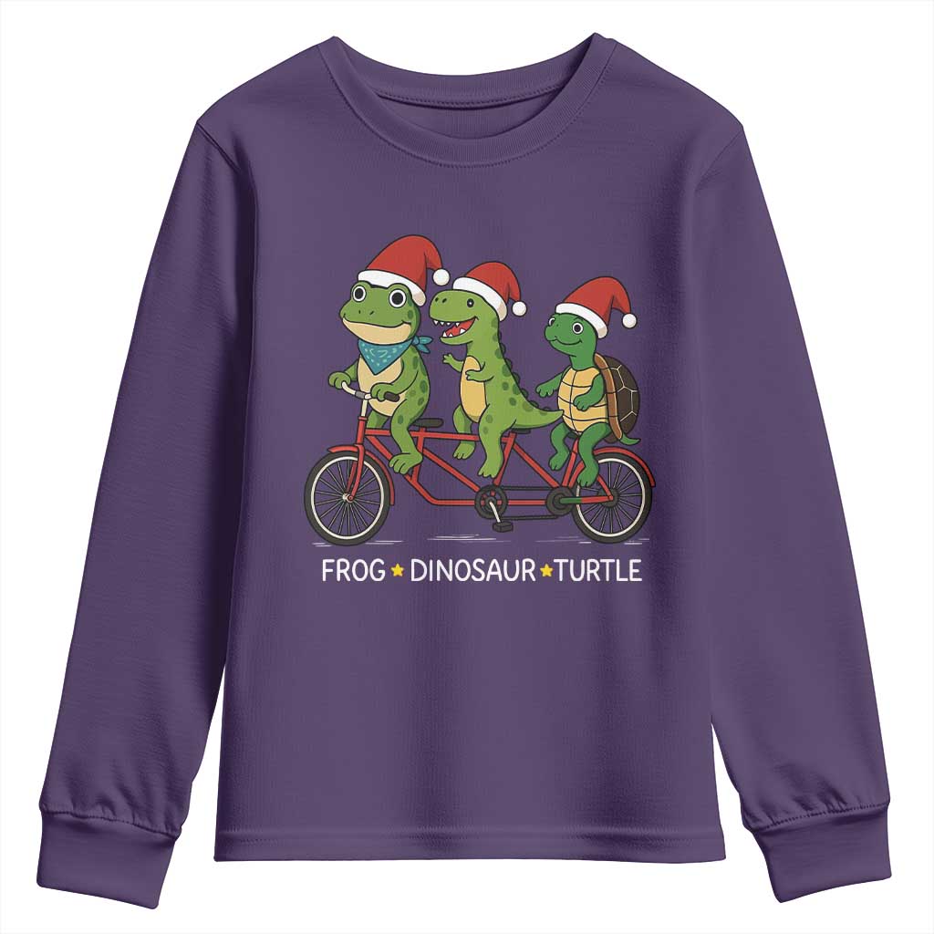Subtle FDT Christmas Youth Sweatshirt Frog Dinosaur Turtle Political Satire - Wonder Print Shop