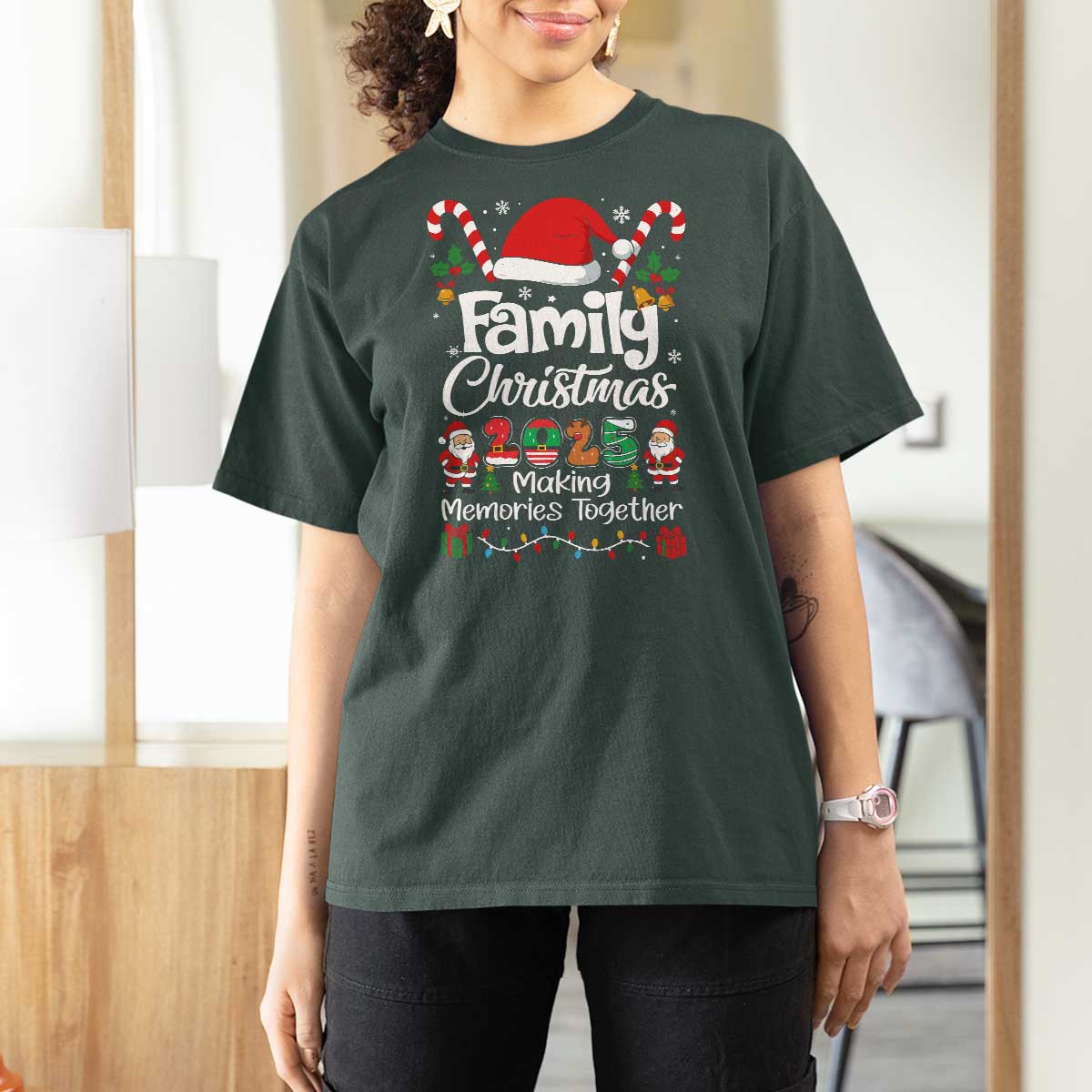 Family Christmas 2025 T Shirt For Women Matching Xmas Squad Santa - Wonder Print Shop