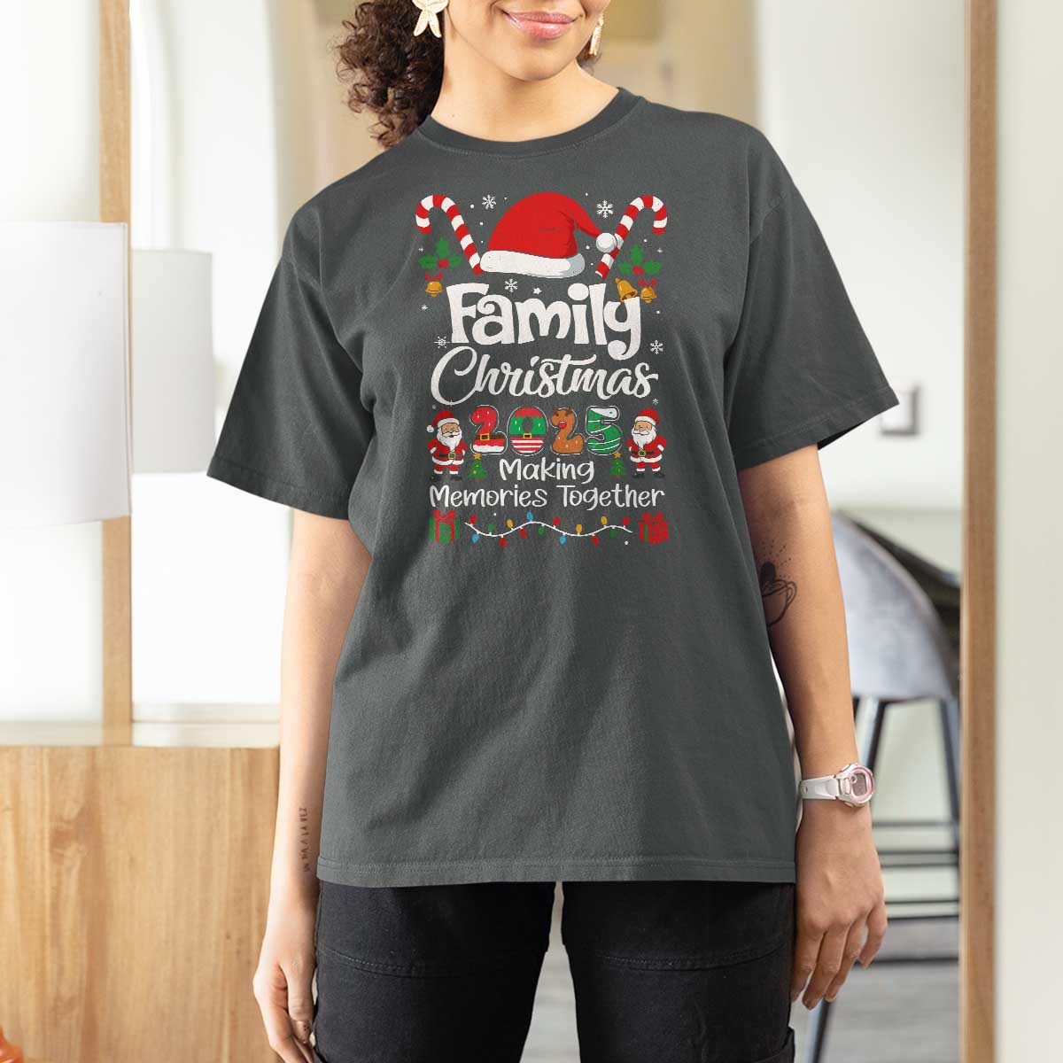 Family Christmas 2025 T Shirt For Women Matching Xmas Squad Santa - Wonder Print Shop