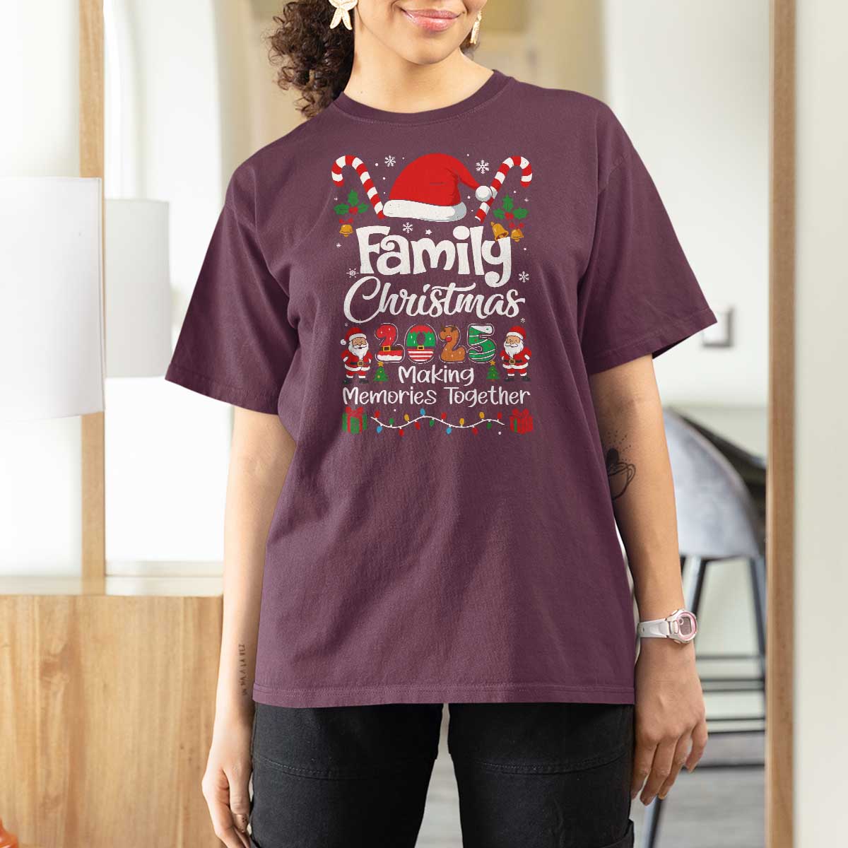 Family Christmas 2025 T Shirt For Women Matching Xmas Squad Santa - Wonder Print Shop