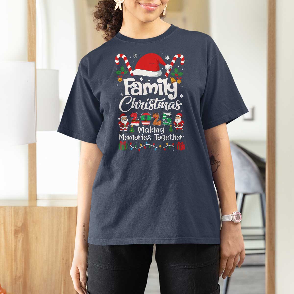 Family Christmas 2025 T Shirt For Women Matching Xmas Squad Santa - Wonder Print Shop