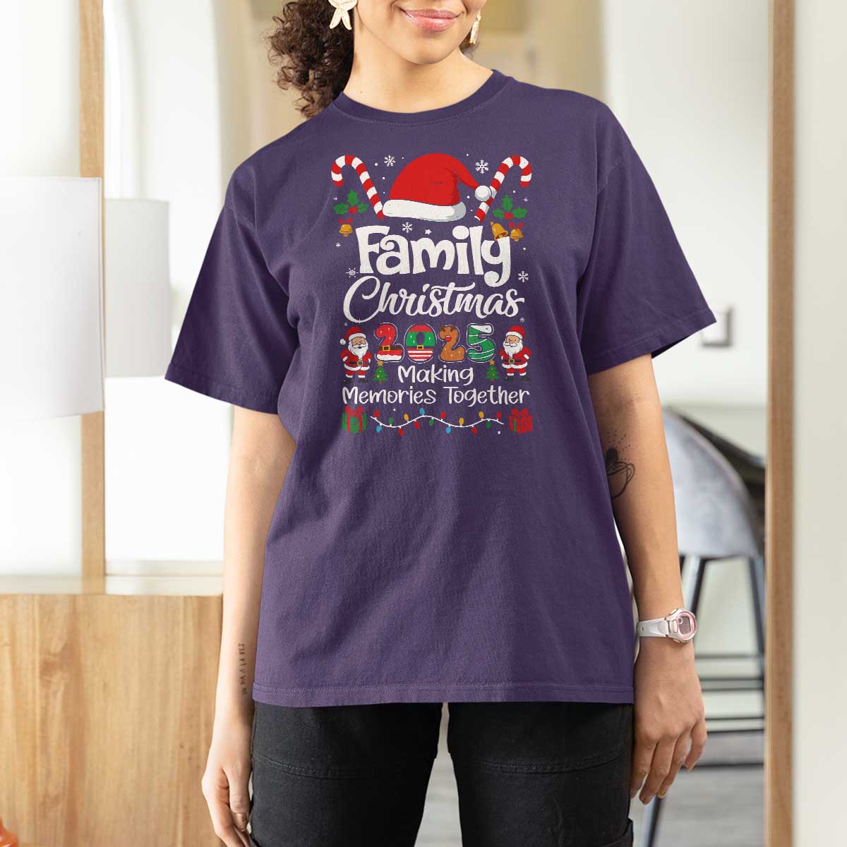 Family Christmas 2025 T Shirt For Women Matching Xmas Squad Santa - Wonder Print Shop