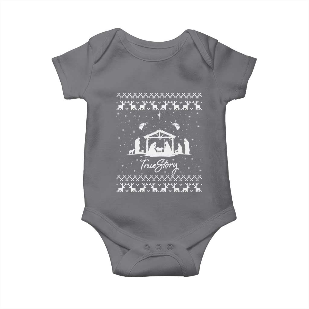 Nativity Scene Christmas Baby Onesie Christian True Story Jesus Birth Ugly Xmas - Wonder Print Shop