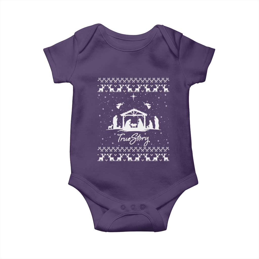 Nativity Scene Christmas Baby Onesie Christian True Story Jesus Birth Ugly Xmas - Wonder Print Shop