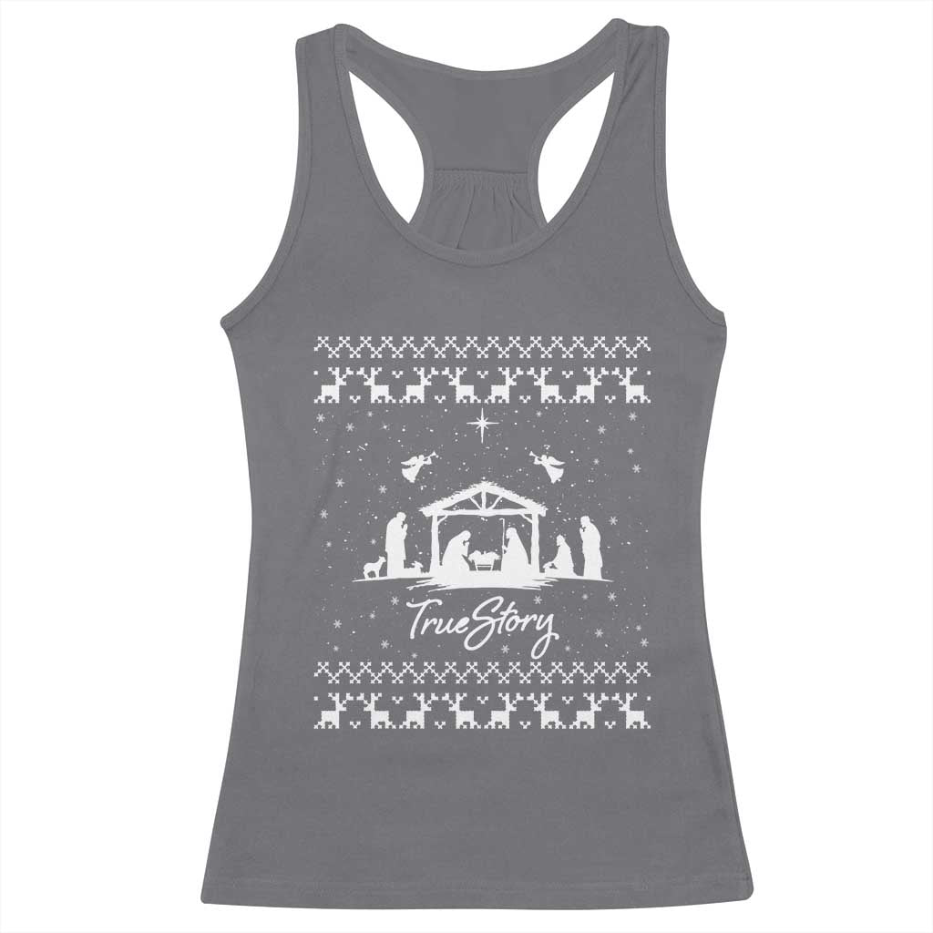 Nativity Scene Christmas Racerback Tank Top Christian True Story Jesus Birth Ugly Xmas - Wonder Print Shop
