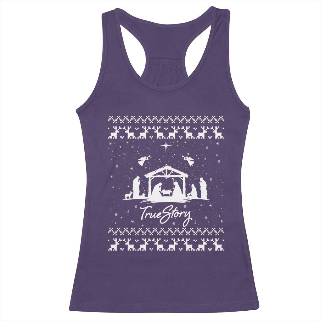 Nativity Scene Christmas Racerback Tank Top Christian True Story Jesus Birth Ugly Xmas - Wonder Print Shop