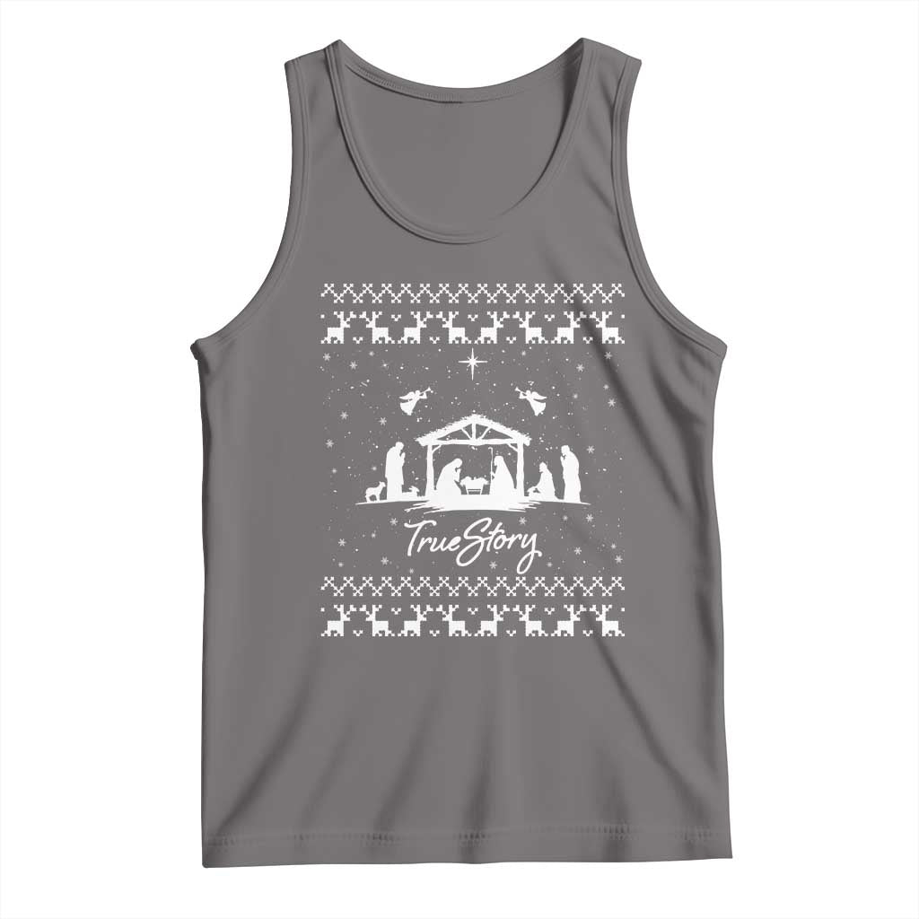 Nativity Scene Christmas Tank Top Christian True Story Jesus Birth Ugly Xmas - Wonder Print Shop