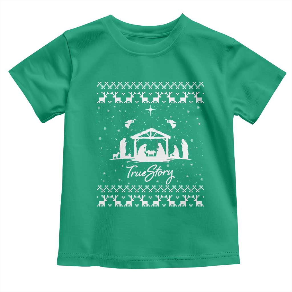 Nativity Scene Christmas Toddler T Shirt Christian True Story Jesus Birth Ugly Xmas - Wonder Print Shop