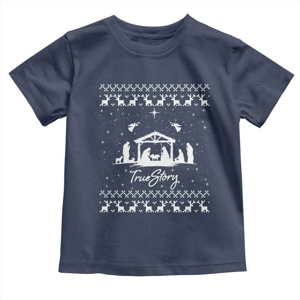 Nativity Scene Christmas Toddler T Shirt Christian True Story Jesus Birth Ugly Xmas - Wonder Print Shop