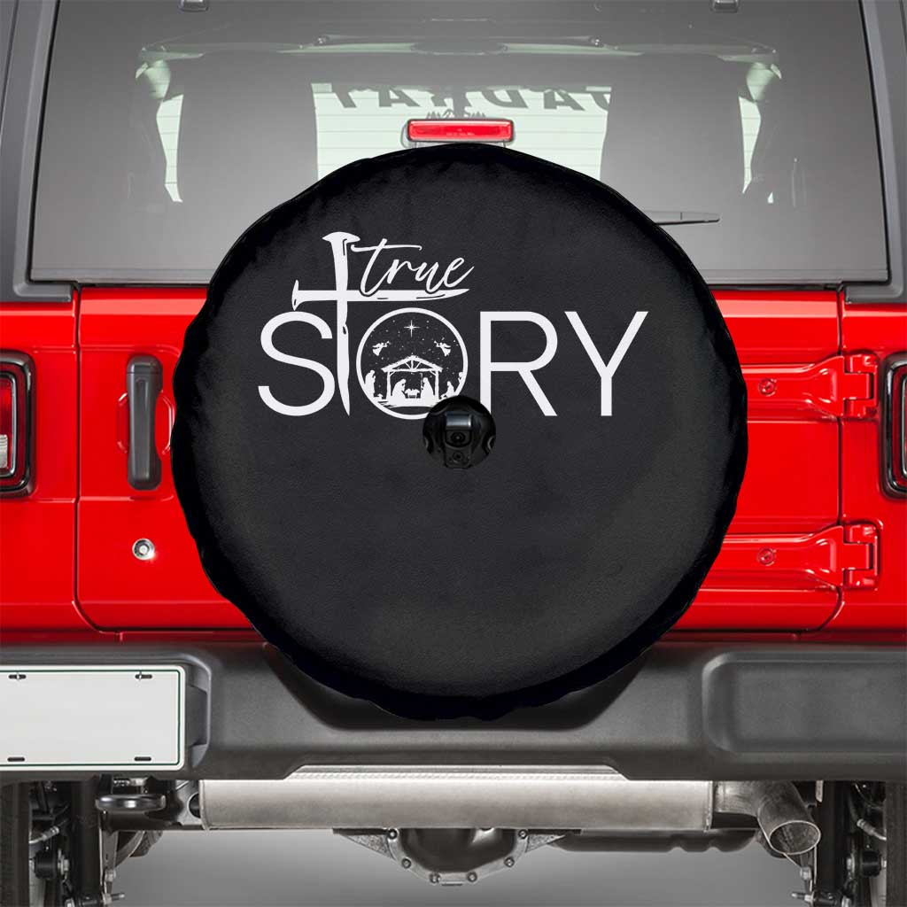 Christian True Story Spare Tire Cover Nativity Scene Christmas Faith Cross Jesus Birth - Wonder Print Shop