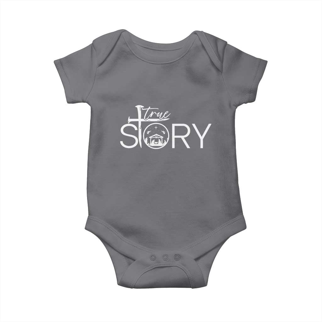 Christian True Story Baby Onesie Nativity Scene Christmas Faith Cross Jesus Birth - Wonder Print Shop