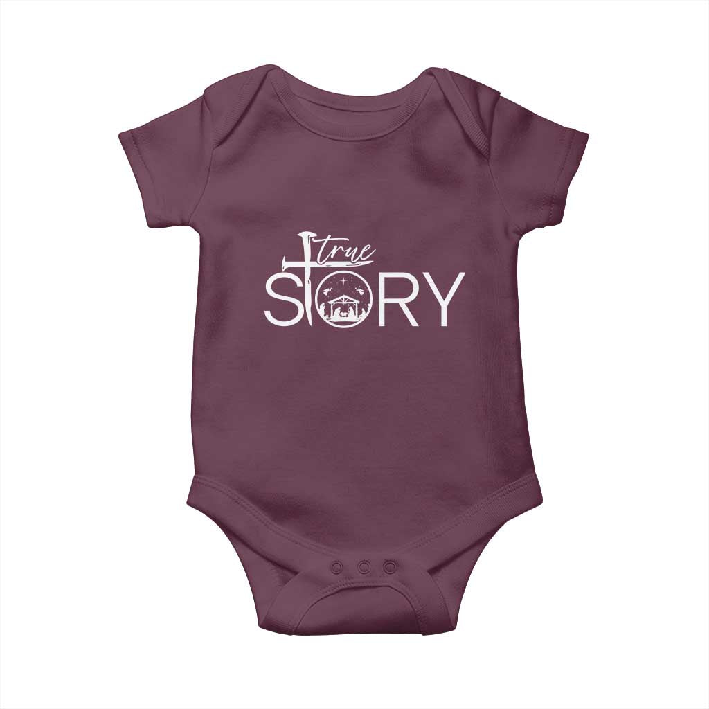 Christian True Story Baby Onesie Nativity Scene Christmas Faith Cross Jesus Birth - Wonder Print Shop