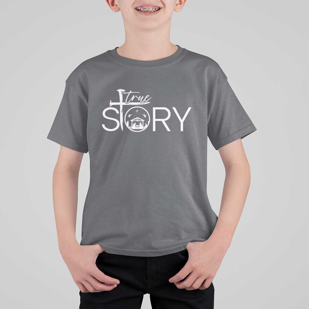 Christian True Story T Shirt For Kid Nativity Scene Christmas Faith Cross Jesus Birth - Wonder Print Shop