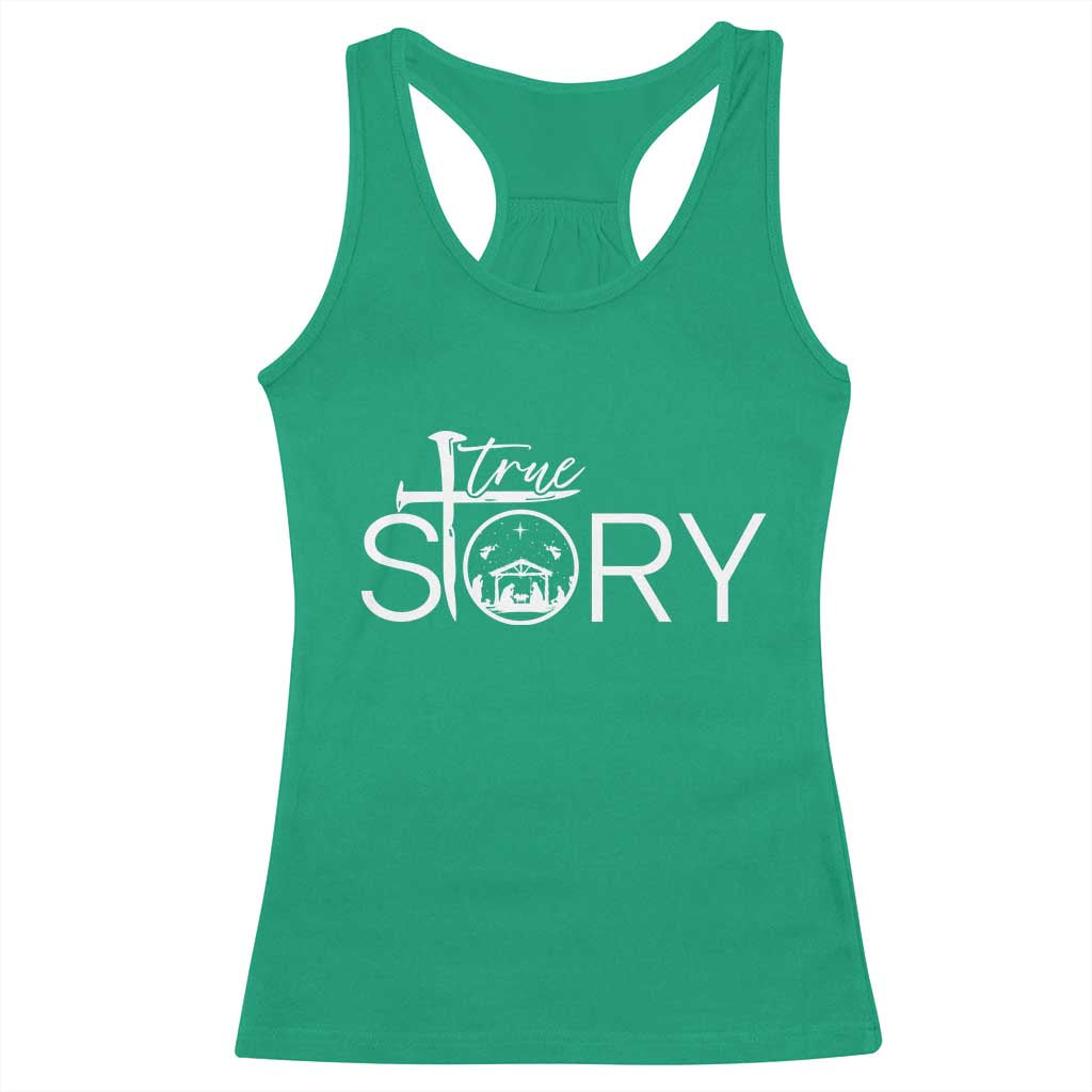 Christian True Story Racerback Tank Top Nativity Scene Christmas Faith Cross Jesus Birth - Wonder Print Shop