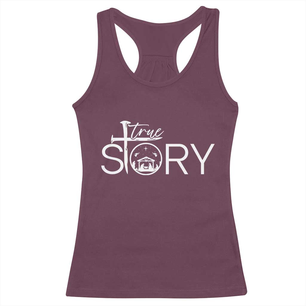 Christian True Story Racerback Tank Top Nativity Scene Christmas Faith Cross Jesus Birth - Wonder Print Shop