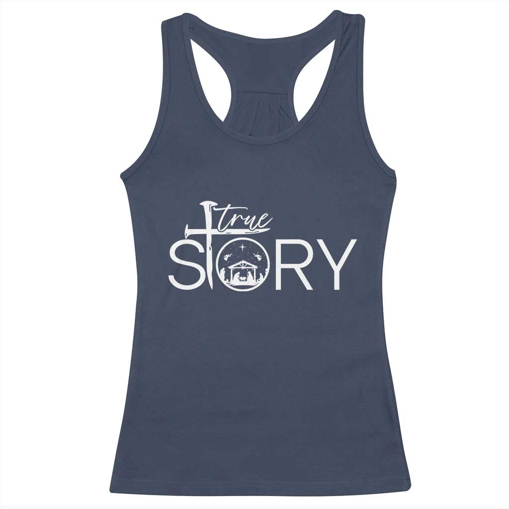 Christian True Story Racerback Tank Top Nativity Scene Christmas Faith Cross Jesus Birth - Wonder Print Shop
