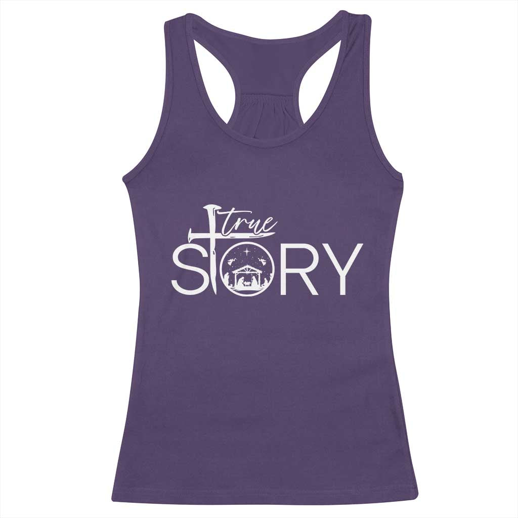 Christian True Story Racerback Tank Top Nativity Scene Christmas Faith Cross Jesus Birth - Wonder Print Shop