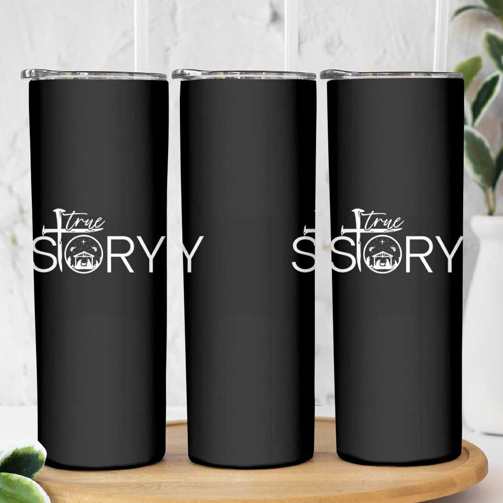 Christian True Story Skinny Tumbler Nativity Scene Christmas Faith Cross Jesus Birth - Wonder Print Shop