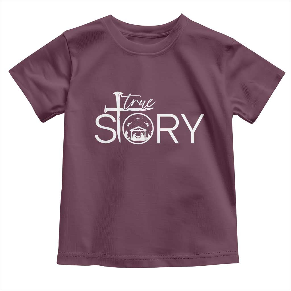 Christian True Story Toddler T Shirt Nativity Scene Christmas Faith Cross Jesus Birth - Wonder Print Shop
