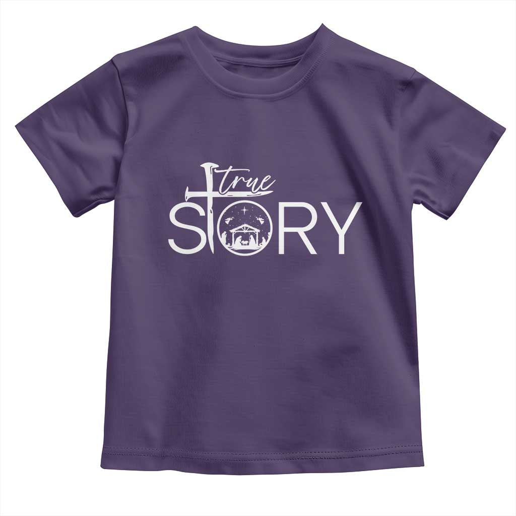 Christian True Story Toddler T Shirt Nativity Scene Christmas Faith Cross Jesus Birth - Wonder Print Shop