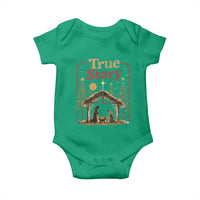 Vintage Nativity Scene Baby Onesie Christian Christmas True Story Jesus Birth - Wonder Print Shop