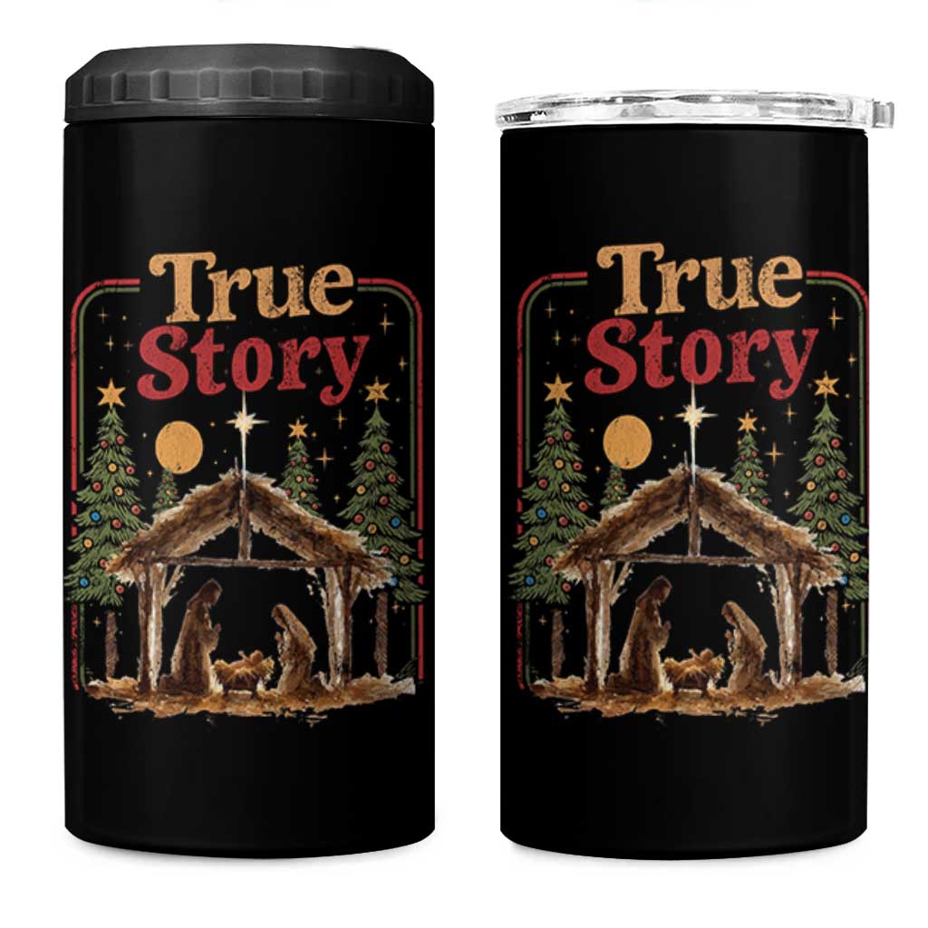 Vintage Nativity Scene 4 in 1 Can Cooler Tumbler Christian Christmas True Story Jesus Birth - Wonder Print Shop
