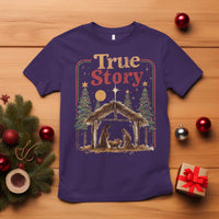 Vintage Nativity Scene T Shirt Christian Christmas True Story Jesus Birth - Wonder Print Shop